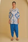 Shop_Sage Saga_Blue , , Veena Neel Floral Print Kurta Pant Set _Online_at_Aza_Fashions