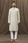 Samyukta Singhania_Yellow Kurta 100% Cotton Checkered Set _Online_at_Aza_Fashions