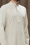 Shop_Samyukta Singhania_Yellow Kurta 100% Cotton Checkered Set _Online_at_Aza_Fashions