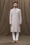 Samyukta Singhania_Multi Color Kurta 100% Cotton Checkered Full Sleeve Set _Online_at_Aza_Fashions