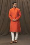 Buy_Samyukta Singhania_Red Polyester Plain Kurta And White Churidar Set _Online_at_Aza_Fashions