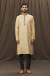 Arihant Rai Sinha Beige Polyester Geometric Pattern Kurta Set Online at Aza Fashions Arihant Rai Sinha_Beige Polyester Geometric Pattern Kurta Set _Online_at_Aza_Fashions