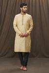 Buy Arihant Rai Sinha Beige Polyester Geometric Pattern Kurta Set Online at Aza Fashions Buy_Arihant Rai Sinha_Beige Polyester Geometric Pattern Kurta Set _Online_at_Aza_Fashions