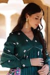 Shop_Gulaal_Green Modal Satin Tie-dye Bandhani V Neck Tie Dye Anarkali Pant Set _Online_at_Aza_Fashions