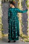 Shop_Gulaal_Green Modal Satin Tie-dye Bandhani V Neck Tie Dye Anarkali Pant Set _at_Aza_Fashions