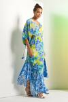 Shop_Mandira Wirk_Multi Color Crepe Abstract V-neck Matched Floral Camo Dress_Online_at_Aza_Fashions