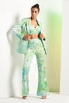 Buy_Mandira Wirk_Multi Color Satin Abstract Jacket Lapel Collar Raw Crystal Pant Set _at_Aza_Fashions