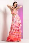 Buy_Mandira Wirk_Multi Color Chiffon Plunging V Fancy Fusion Maxi Dress_Online_at_Aza_Fashions
