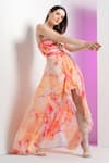 Shop_Mandira Wirk_Multi Color Chiffon Sweetheart Raw Crystal Asymmetric Maxi Dress_Online_at_Aza_Fashions