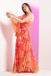 Buy_Mandira Wirk_Multi Color Chiffon And Crepe One-shoulder Twisted Femme Asymmetric Maxi Dress _Online_at_Aza_Fashions