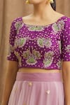 Shop_Samyukta Singhania_Purple Blouse Silk Embroidered Sequin Round Geometric Layered Lehenga Set _Online_at_Aza_Fashions