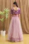 Shop_Samyukta Singhania_Purple Blouse Silk Embroidered Sequin Round Geometric Layered Lehenga Set _at_Aza_Fashions