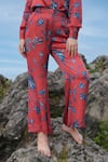 Buy_RAAS LIFE_Red Vegan Silk Printed Floral Daali Collared Shirt And Pant Set 