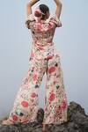 Shop_RAAS LIFE_White Vegan Silk Printed Kyaari Hema Wide Legged Pant  _at_Aza_Fashions