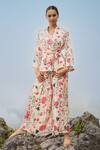 RAAS LIFE_White Vegan Silk Printed Kyaari Hema Wide Legged Pant  _Online_at_Aza_Fashions