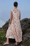 Shop_Raas Life_Cream Velvet Embroidery V-neck Malini Jhilmil Floral Print Maxi Dress _at_Aza_Fashions