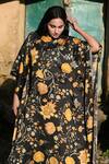 Buy RAAS LIFE Black Velvet Round Neck Vegan Silk Floral Print Kaftan Online at Aza Fashions Buy_RAAS LIFE_Black Velvet Round Neck Vegan Silk Floral Print Kaftan _Online_at_Aza_Fashions