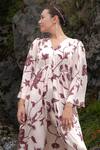 Buy_RAAS LIFE_White Vegan Silk Printed Floral Daali V Neck Shringara Maxi Dress  _Online_at_Aza_Fashions