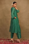 Shop_Trendy tokari_Green Silk Chanderi Embroidery Mirror V Spluttered Kurta Pant Set _at_Aza_Fashions