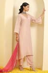 Shop_Trendy Tokari_Peach Silk, Tissue Gota Patti, Sequins, Striped Lace Embroidered Kurta Pant Set _Online_at_Aza_Fashions