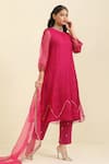 Buy_Trendy tokari_Pink Organza Embroidery Sequin Round Prism Kurta Pant Set _at_Aza_Fashions