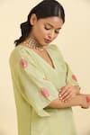 Buy_Trendy tokari_Green Silk Tissue Embroidery Sitara V Kurta Pant Set 