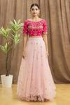 Samyukta Singhania_Pink Blouse Silk Embroidered Sequin Boat Diamond Pattern Lehenga Set_Online_at_Aza_Fashions