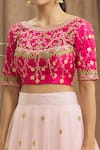 Buy_Samyukta Singhania_Pink Blouse Silk Embroidered Sequin Boat Diamond Pattern Lehenga Set_Online_at_Aza_Fashions