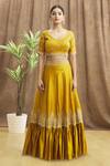 Khwaab by Sanjana Lakhani_Yellow Blouse Zari Work Embroidered Panelled Lehenga Set_Online_at_Aza_Fashions