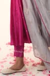 Label Mansi Nagdev_Red Cotton Silk Hand Embroidery Pittan V Neck Tashreen Anarkali Trouser Set_Online_at_Aza_Fashions