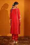 Shop_Sitaraa_Red Habutai Silk Hand Embroidered Nakshi Guldar Kurta Pant Set _at_Aza_Fashions