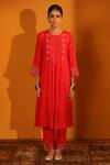 Shop_Sitaraa_Red Chanderi Hand Embroidered Nakshi Round Alp Kurta Pant Set _Online_at_Aza_Fashions