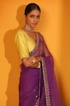 Buy_Sitaraa_Purple Chanderi Hand Embroidered V Neck Moh Saree With Blouse _Online_at_Aza_Fashions