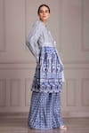 Buy_ALPONA DESIGNS BY SOHAM ACHARYA_Blue Cotton Silk Printed Palace Lapel Wrap Dress_Online_at_Aza_Fashions