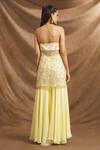Priti Sahni_Yellow Organza, Georgette Sequins, Zari Sweetheart Embroidered Kurta Gharara Set _Online_at_Aza_Fashions