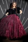 Shop_Hoity Moppet_Black Velvet Textured Diva Gown _Online_at_Aza_Fashions