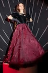 Hoity Moppet_Black Velvet Textured Diva Gown _at_Aza_Fashions