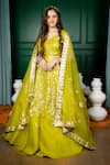 Hoity Moppet_Green Organza Gota Patti Itr Embroidered Lehenga Set _Online_at_Aza_Fashions