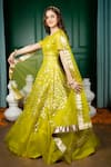 Buy_Hoity Moppet_Green Organza Gota Patti Itr Embroidered Lehenga Set 