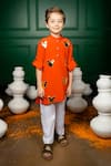 Buy_Hoity Moppet_Red Silk Embroidery Magical Mickey Applique Kurta With Pant _at_Aza_Fashions