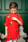 Buy_Hoity Moppet_Red Silk Embroidery Magical Mickey Applique Kurta With Pant _Online_at_Aza_Fashions