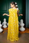 Shop_Hoity Moppet_Yellow Georgette Sequins, Zari Nargis Floral Pattern Cape Palazzo Set _at_Aza_Fashions