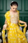 Shop_Hoity Moppet_Yellow Georgette Sequins, Zari Nargis Floral Pattern Cape Palazzo Set _Online_at_Aza_Fashions