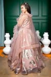 Shop_Hoity Moppet_Pink Organza Foil Rosebagh Pattern Lehenga Set _at_Aza_Fashions
