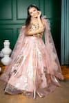 Shop_Hoity Moppet_Pink Organza Foil Rosebagh Pattern Lehenga Set _Online_at_Aza_Fashions