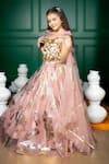 Hoity Moppet_Pink Organza Foil Rosebagh Pattern Lehenga Set _at_Aza_Fashions