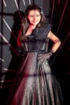 Shop_Hoity Moppet_Black Crepe Sequins Runway Hit Textured Metallic Gown _at_Aza_Fashions