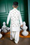 Shop_Hoity Moppet_White Georgette Zari Floral Bundi Kurta Set _at_Aza_Fashions