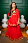 Buy_Hoity Moppet_Red Gota Patti, Applique Totally Minnie Peplum Blouse With Lehenga _at_Aza_Fashions