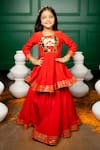 Buy_Hoity Moppet_Red Gota Patti, Applique Totally Minnie Peplum Blouse With Lehenga _Online_at_Aza_Fashions